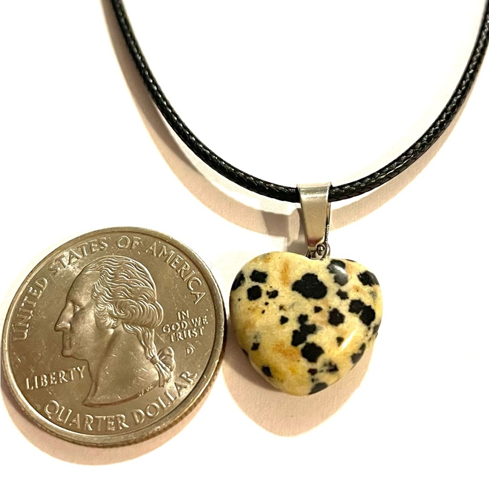 Dalmatian Jasper Heart Necklace - Picture 2 of 2